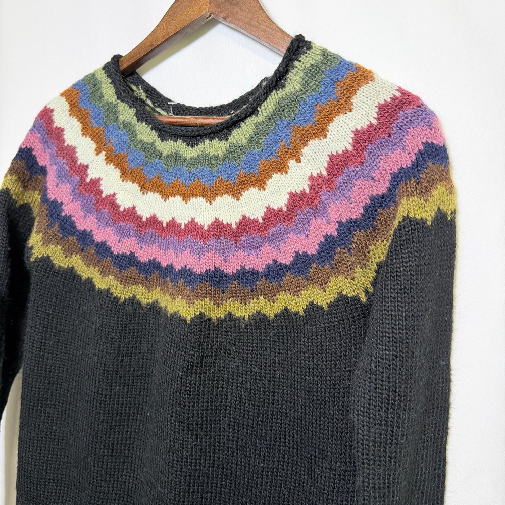 American Eagle Ahh-mazingly Soft Fair Isle Yoke Wool Blend Sweater Black Small